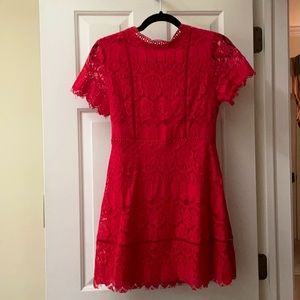 Red short lace mini dress